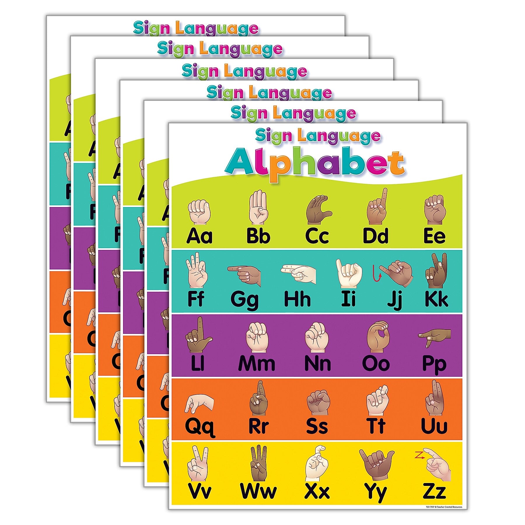 Teacher Created Resources Sign Language Alphabet Chart, 17" x 22", 6/Bundle (TCR7917-6)