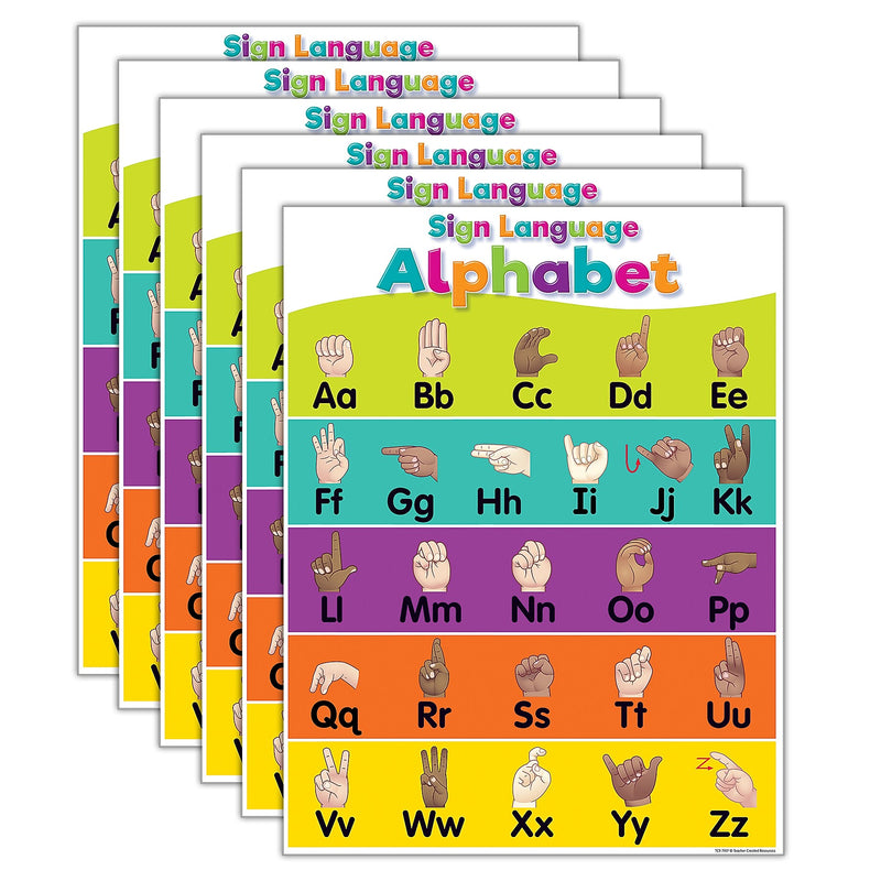 Teacher Created Resources Sign Language Alphabet Chart, 17" x 22", 6/Bundle (TCR7917-6)
