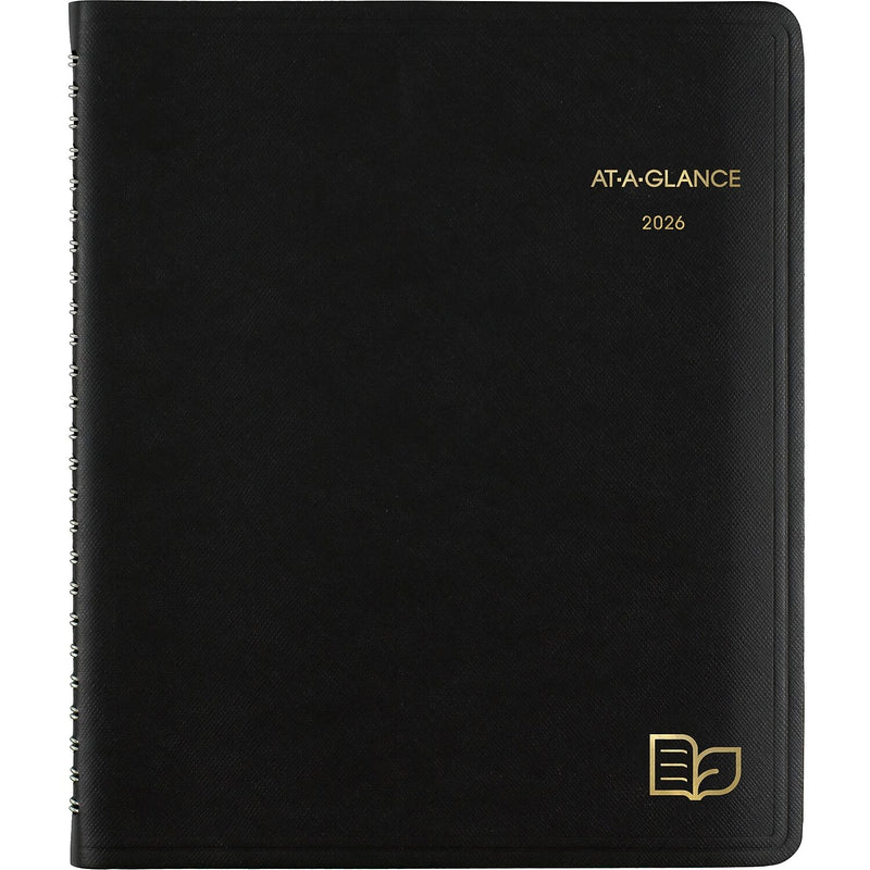 2026 AT-A-GLANCE Recycled 7" x 8.75" Weekly & Monthly Appointment Book, Faux Leather Cover, Black (70-951G-05-26)
