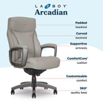 La-Z-Boy Arcadian Ergonomic Bonded Leather Swivel Executive Chair, Beige (60008-BGE)