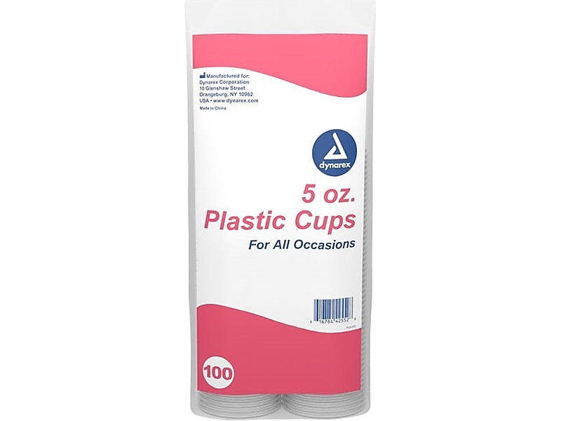 Dynarex 5 oz. Plastic Disposable Cup, Clear, 100/Pack, 25 Packs/Carton (4255)