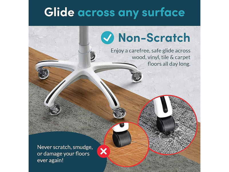 Lifelong Wheels Chair Caster, Clear/Silver, 5/Set (B0B27MGVGP)