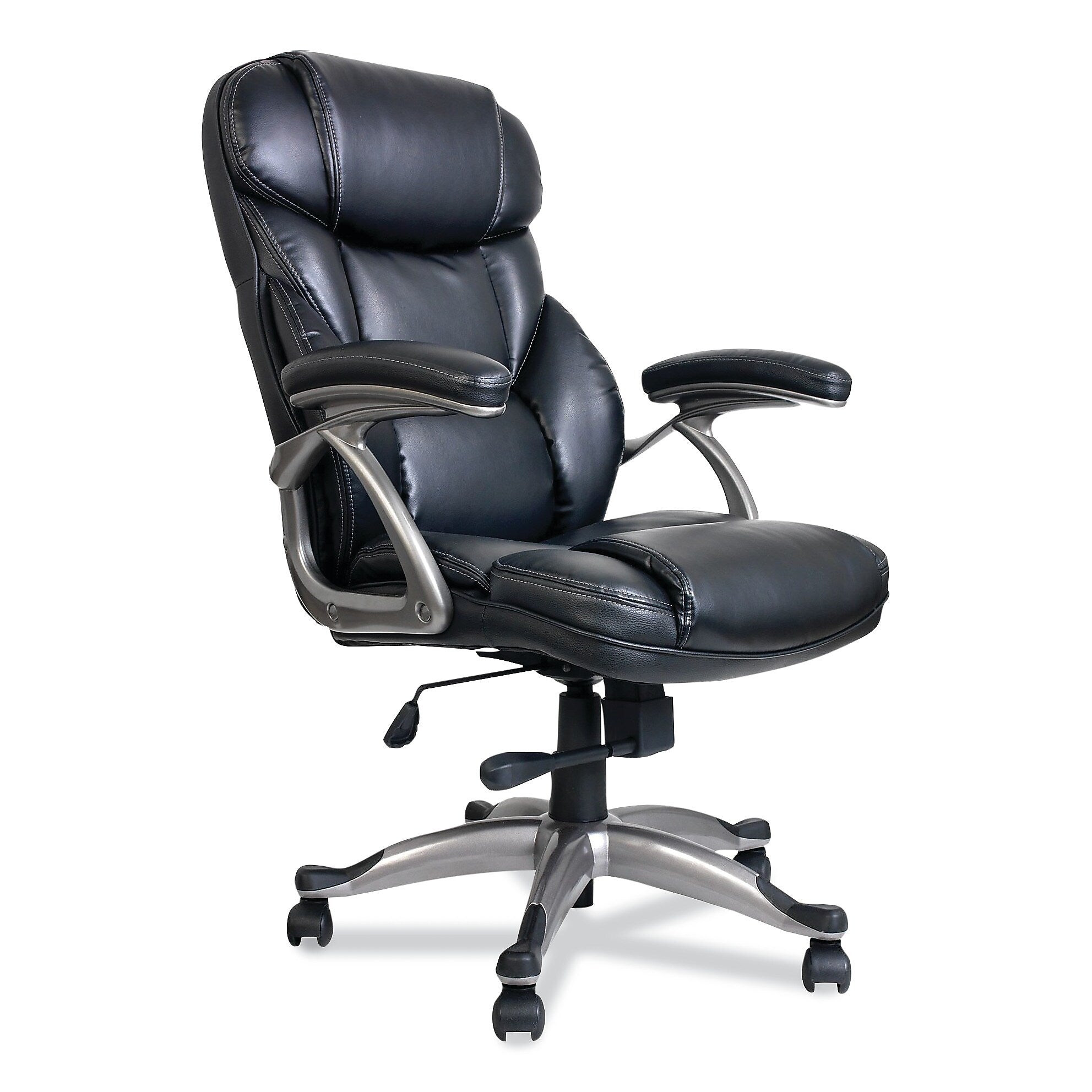 Alera Birns Series Fixed Arm Leather Task Chair, Black (ALEBN41B19)