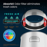 halo Stainless Steel Round Open Top Trash Can with Dual AbsorbX Odor Control System, Silver, 16 Gal. (OT16STR)