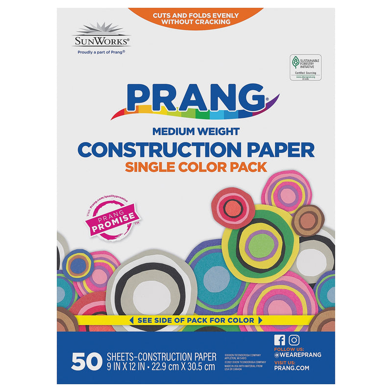 Prang 9" x 12" Construction Paper, Bright White, 50 Sheets/Pack (P8703-0001)