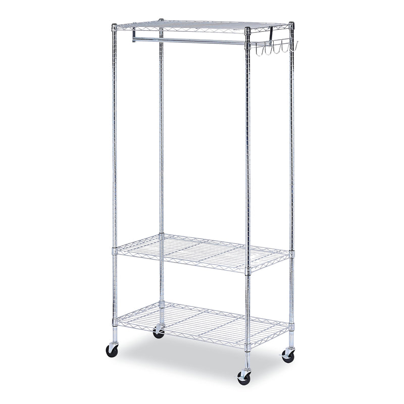Alera® Wire Shelving Garment Rack, 30 Garments, 36w x 18d x 75h, Silver