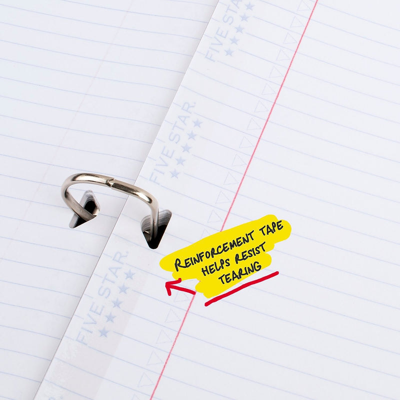 Five Star Reinforced College Ruled Filler Paper, 8.5" x 11", 3-Hole Punched, 80 Sheets/Pack (170102/170035)