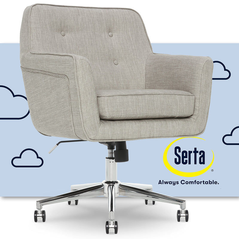 Serta Style Ashland Fabric Swivel Computer and Desk Chair, Light Gray (CHR100004)