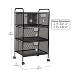 Mind Reader 4-Drawer Multipurpose Utility Cart with Wheels, Metal, Black (4DRMESH-BLK)