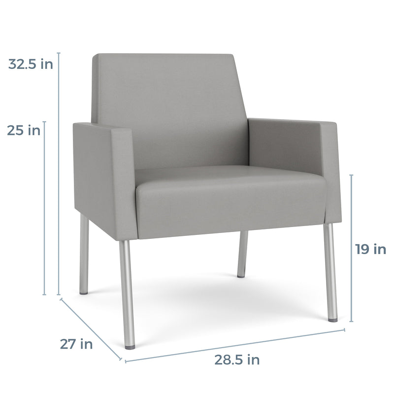 Lesro Mystic Lounge Vinyl Guest Chair, Patriot Plus Blue Ridge/Adler Gray Flannel/Silver (ML1101.SSV-02PPBR.03PPBR.04ADGF)