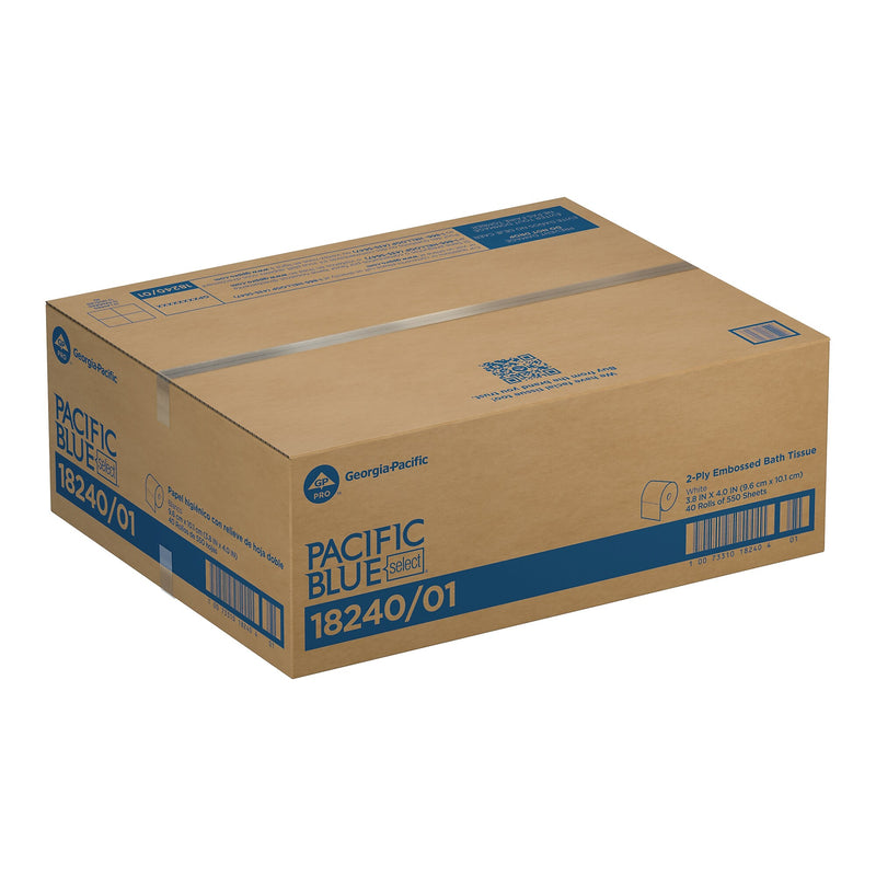 Pacific Blue Select 2-Ply Embossed Toilet Paper by GP PRO, White, 550 Sheets/Roll, 40 Rolls/Case (18240/01)