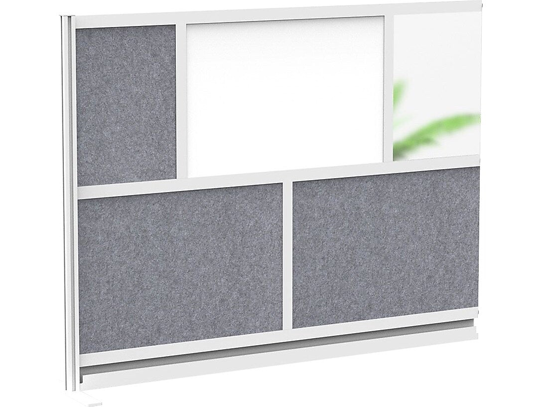 Luxor Workflow Series 5-Panel Modular Room Divider System Add-On Wall with Whiteboard, 48"H x 70"W, Gray/Silver