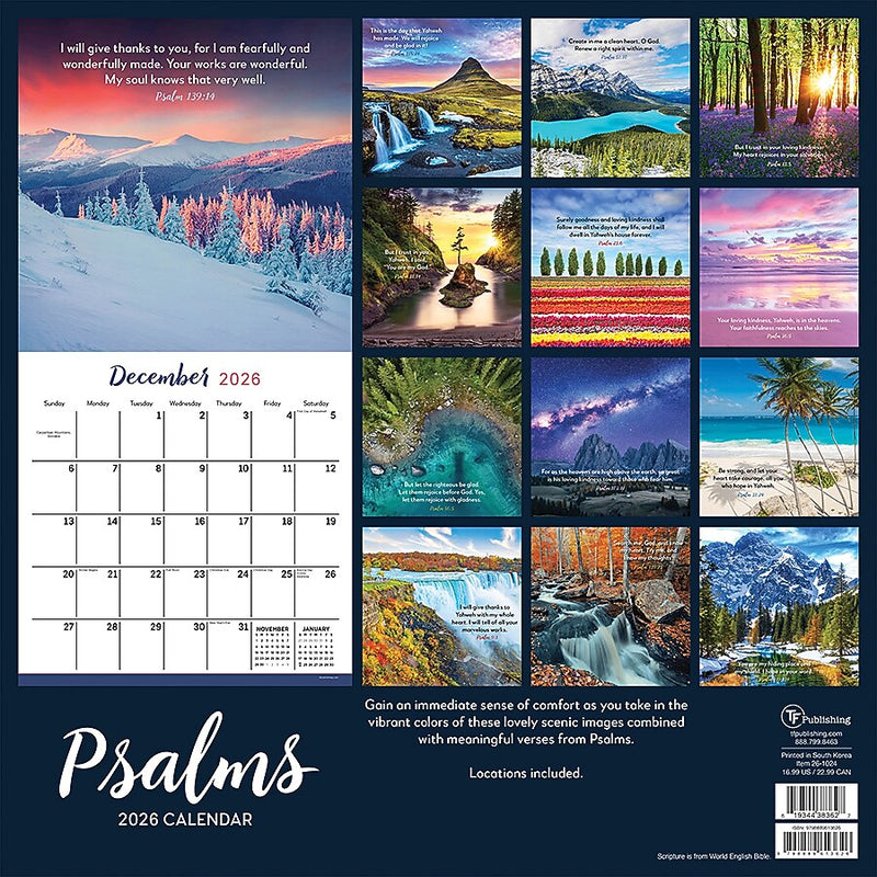 2026 TF Publishing Psalms 12" x 12" Monthly Wall Calendar (26-1024)