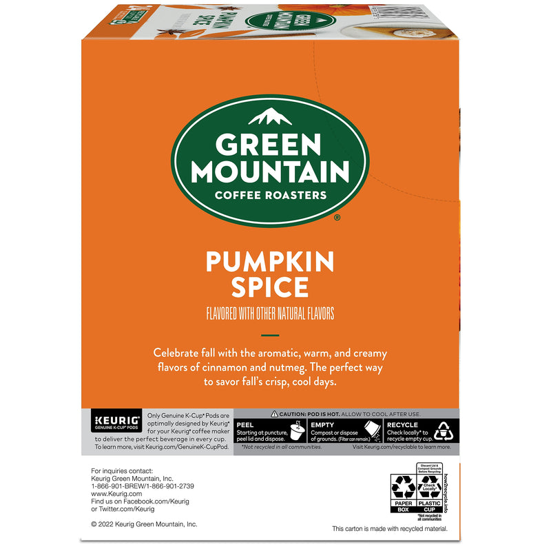 Green Mountain Pumpkin Spice Coffee Keurig® K-Cup® Pods, Light Roast, 24/Box (6758)