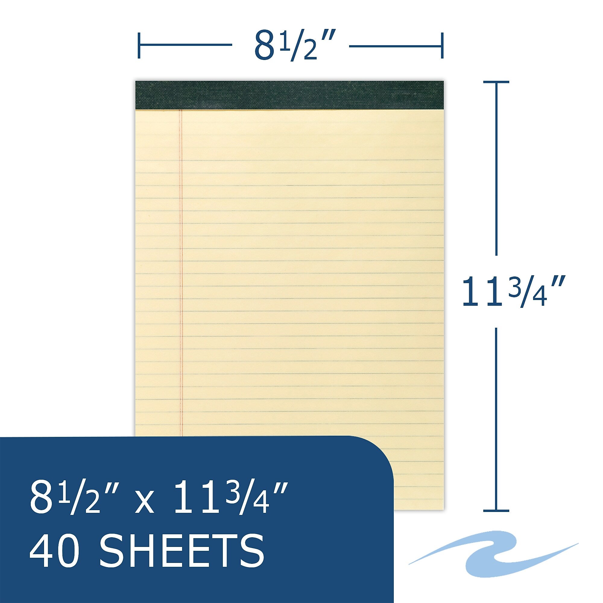 Roaring Spring Paper Products Recycled Legal Pad, 8.5" x 11.75", 40 Sheets/Pad, Canary (74712)