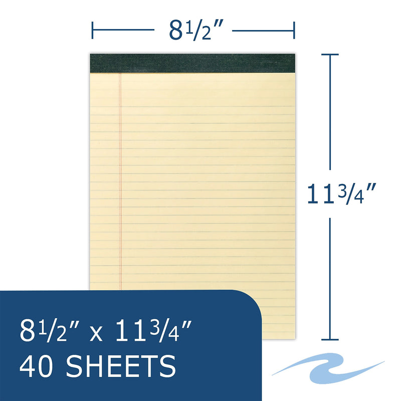 Roaring Spring Paper Products Recycled Legal Pad, 8.5" x 11.75", 40 Sheets/Pad, Canary (74712)