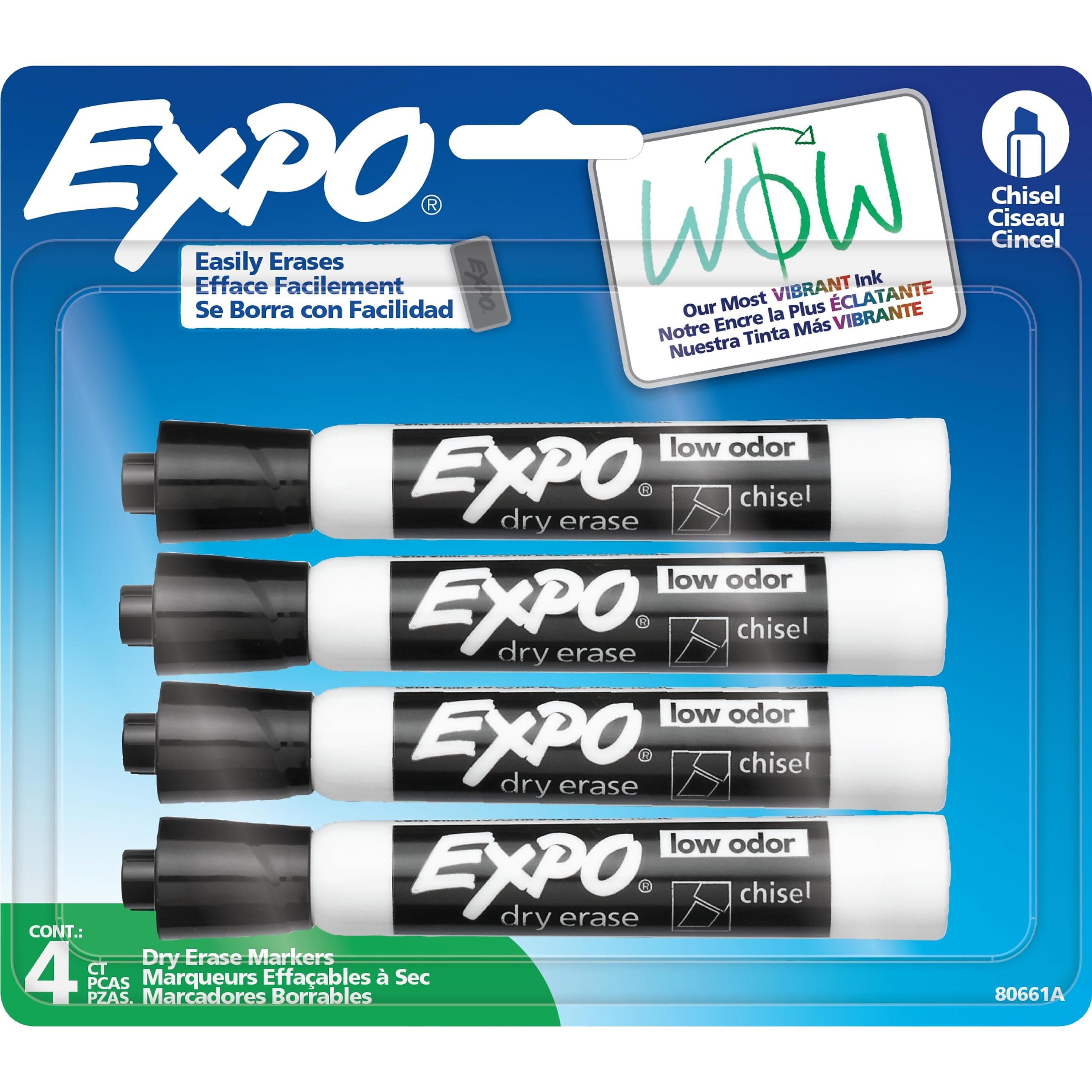 Expo Dry Erase Markers, Chisel Tip, Black, 4/Pack (80661)