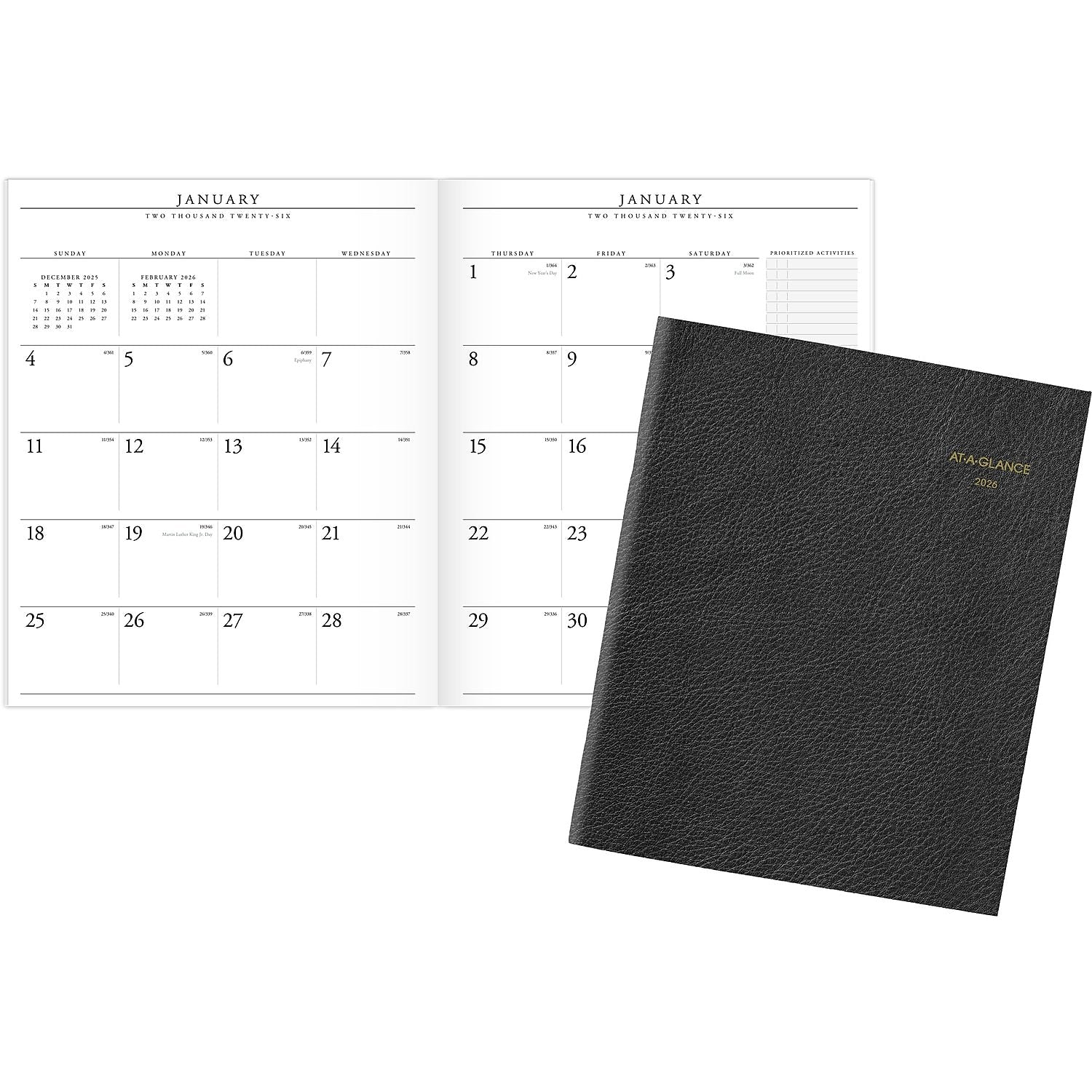 2026 AT-A-GLANCE Executive 11" x 9" Monthly Padfolio Refill, White/Black (70-909-10-26)