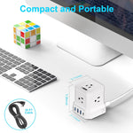 Uncaged Ergonomics Cube 5-Outlet 4-USB Port Surge Protector, 10', White (PC-w-c)
