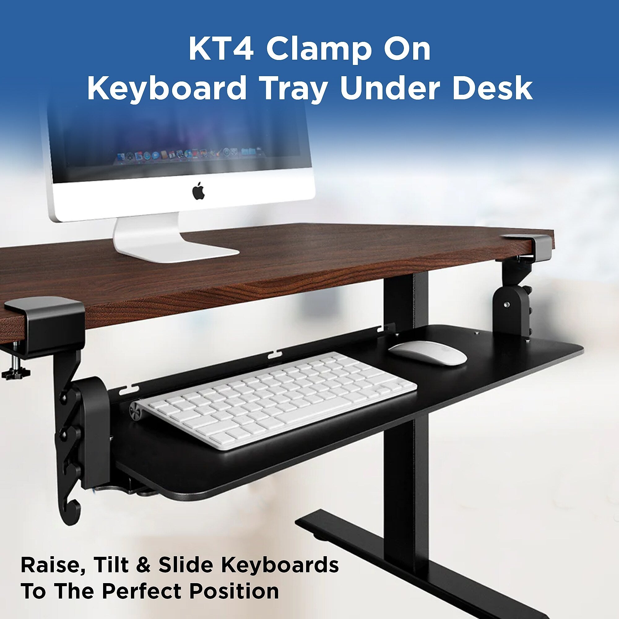 Uncaged Ergonomics KT4 Adjustable Clamp On Keyboard Tray, Black (KT4-B)