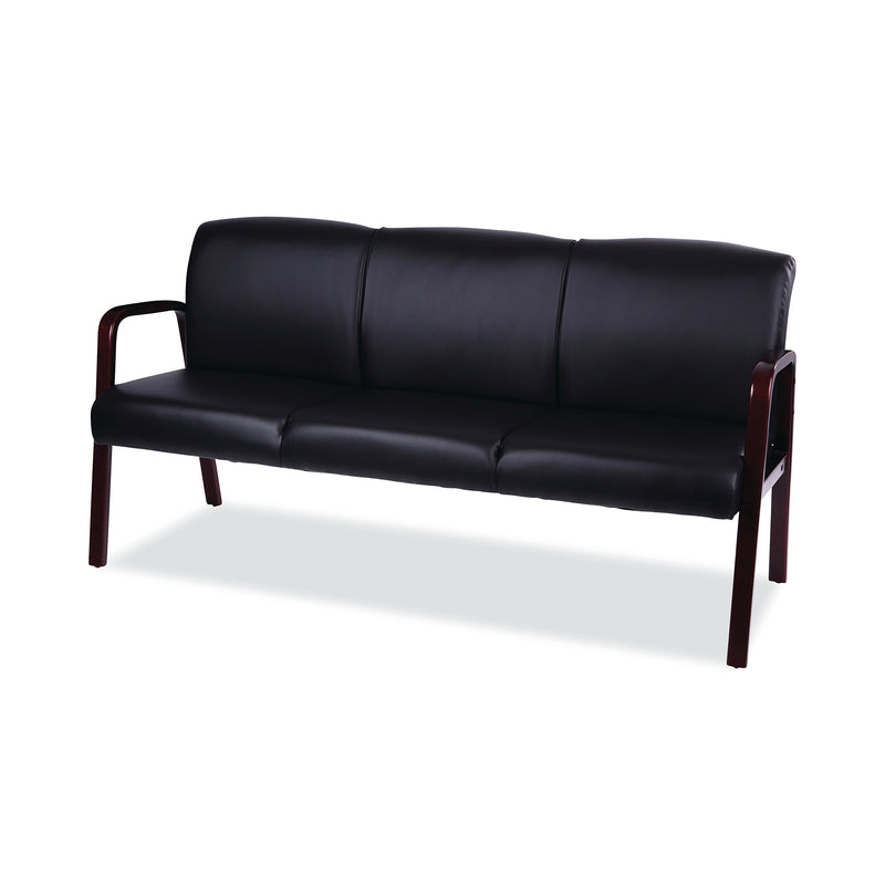Alera Alera Reception Lounge WL 3-Seat Sofa, 65.75w x 26.13d x 33h, Black/Mahogany (ALERL2319M)