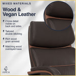 Finch NEO TWO Ergonomic Vegan Leather/Wood Swivel Executive Chair, Brown (52373-BRN)