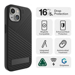 Zagg Denali Snap MagSafe Rugged Case for iPhone 15, Shock Absorbing, Black (702311715)