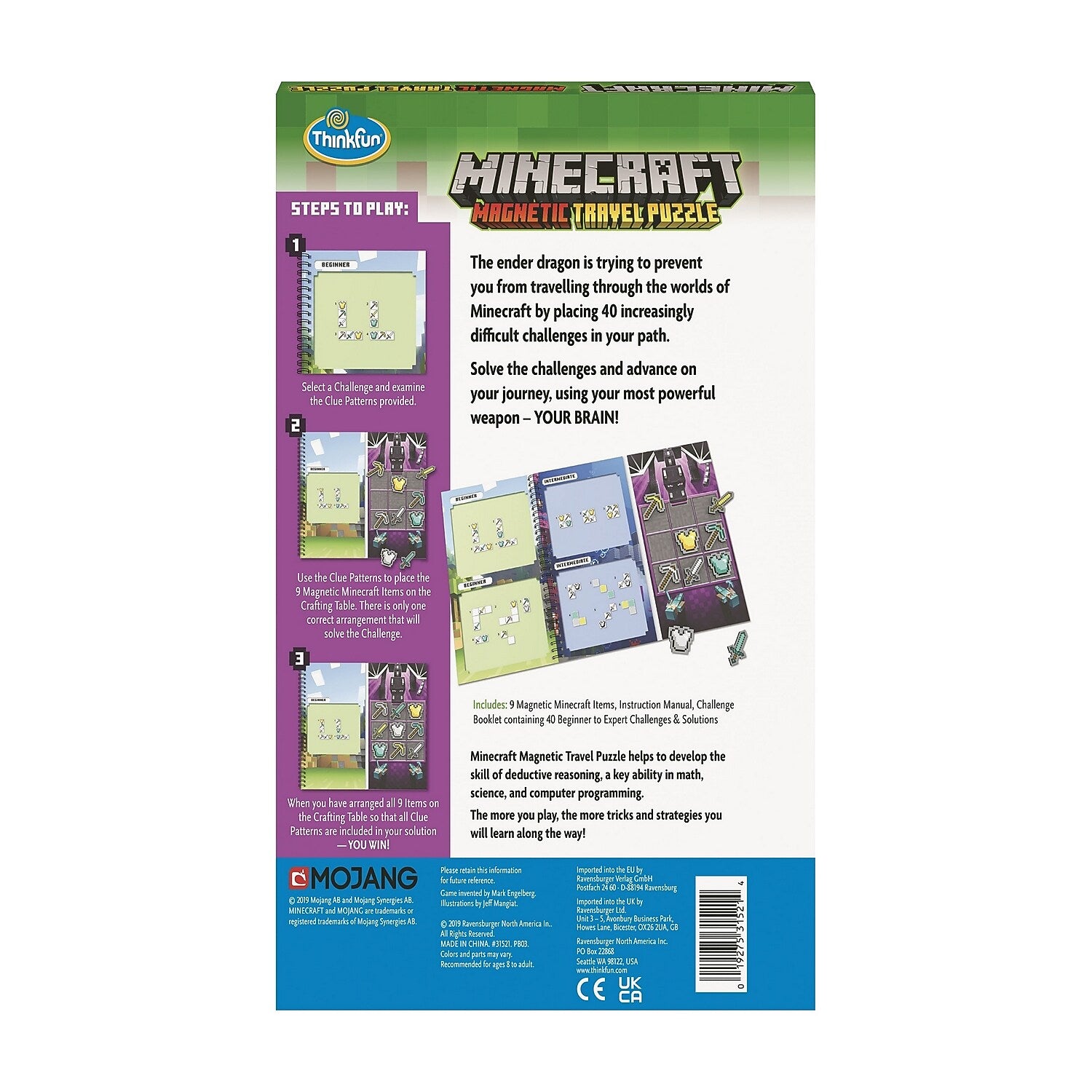 Ravensburger ThinkFun Minecraft Magnetic Travel Puzzle  (44031521)