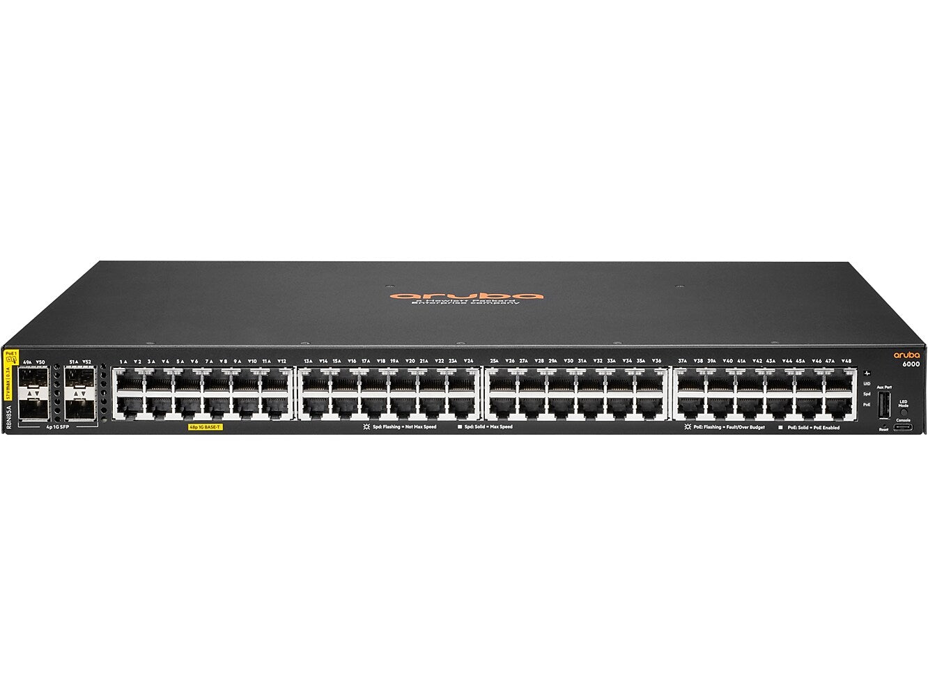 Aruba CX 6000 48-Port Gigabit Ethernet Managed Switch, Black (R8N85A#ABA)