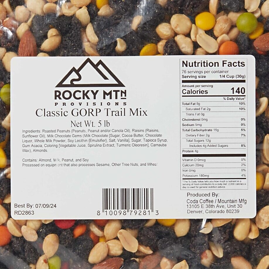 Mountain Manufacturing Gorp Dry Roasted Trail Mix, 80 oz., 4/Carton (92810)