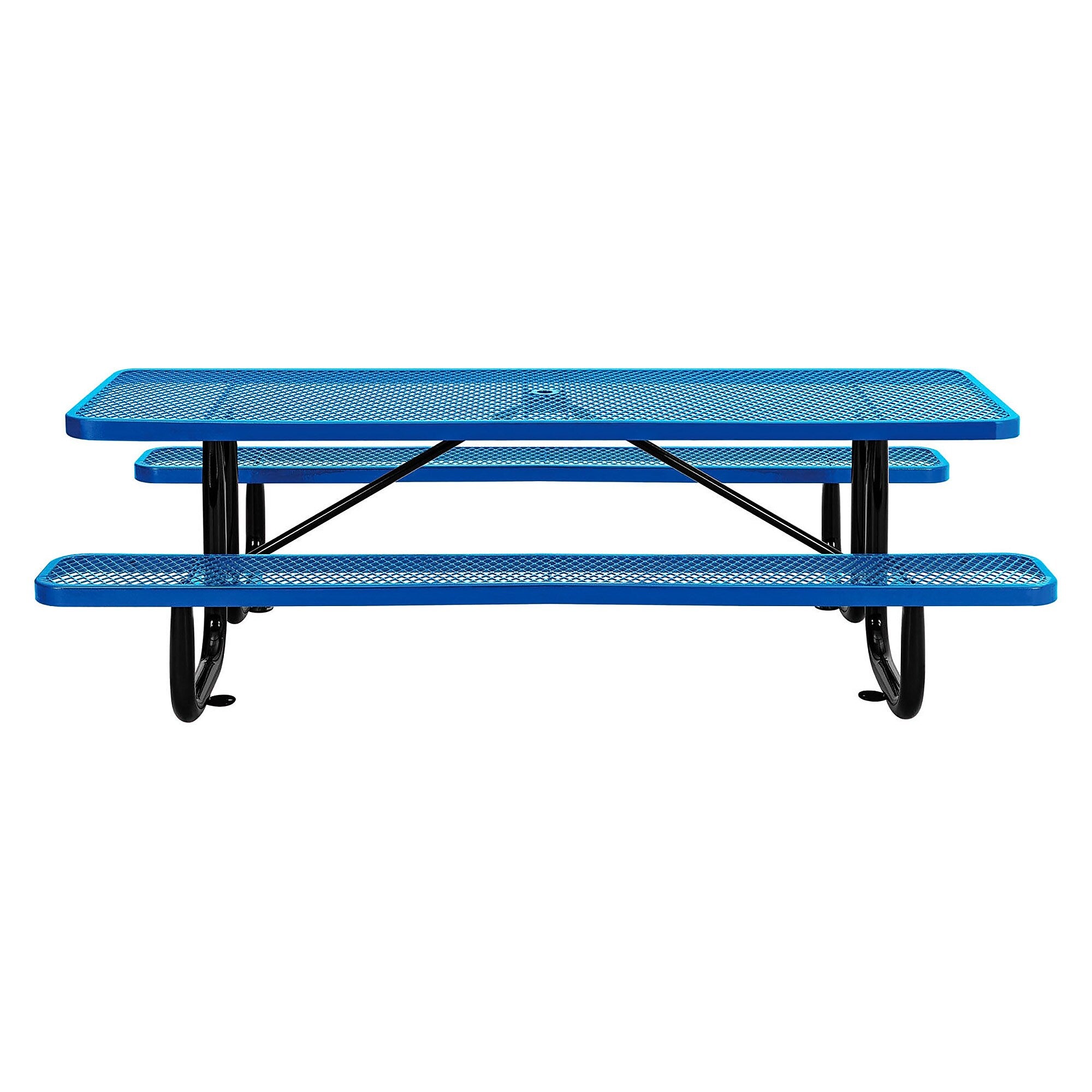 Global Industrial 8' Rectangular Picnic Table, Expanded Metal, Blue (277153BL)