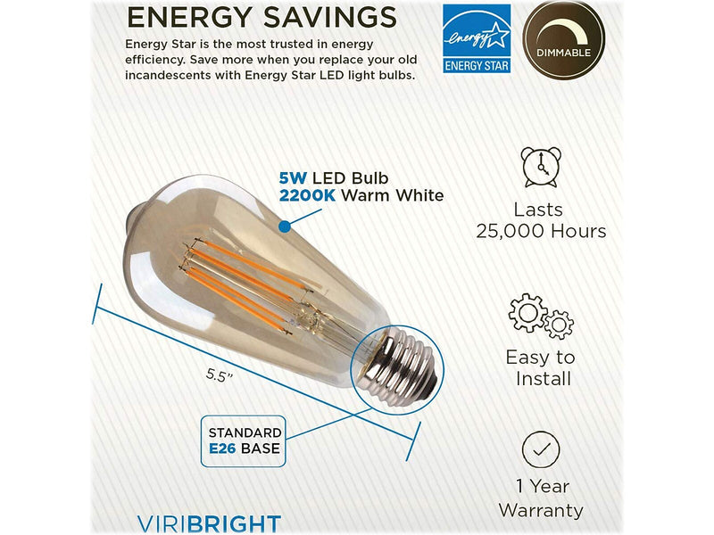 Viribright 5-Watts Warm White LED Decorative Bulb, 6/Box (641350-6)