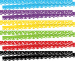 Barker Creek Double-Sided Scalloped Border Set, 36" x 2.25", Happy, 6 designs, 78/Set (BC947)