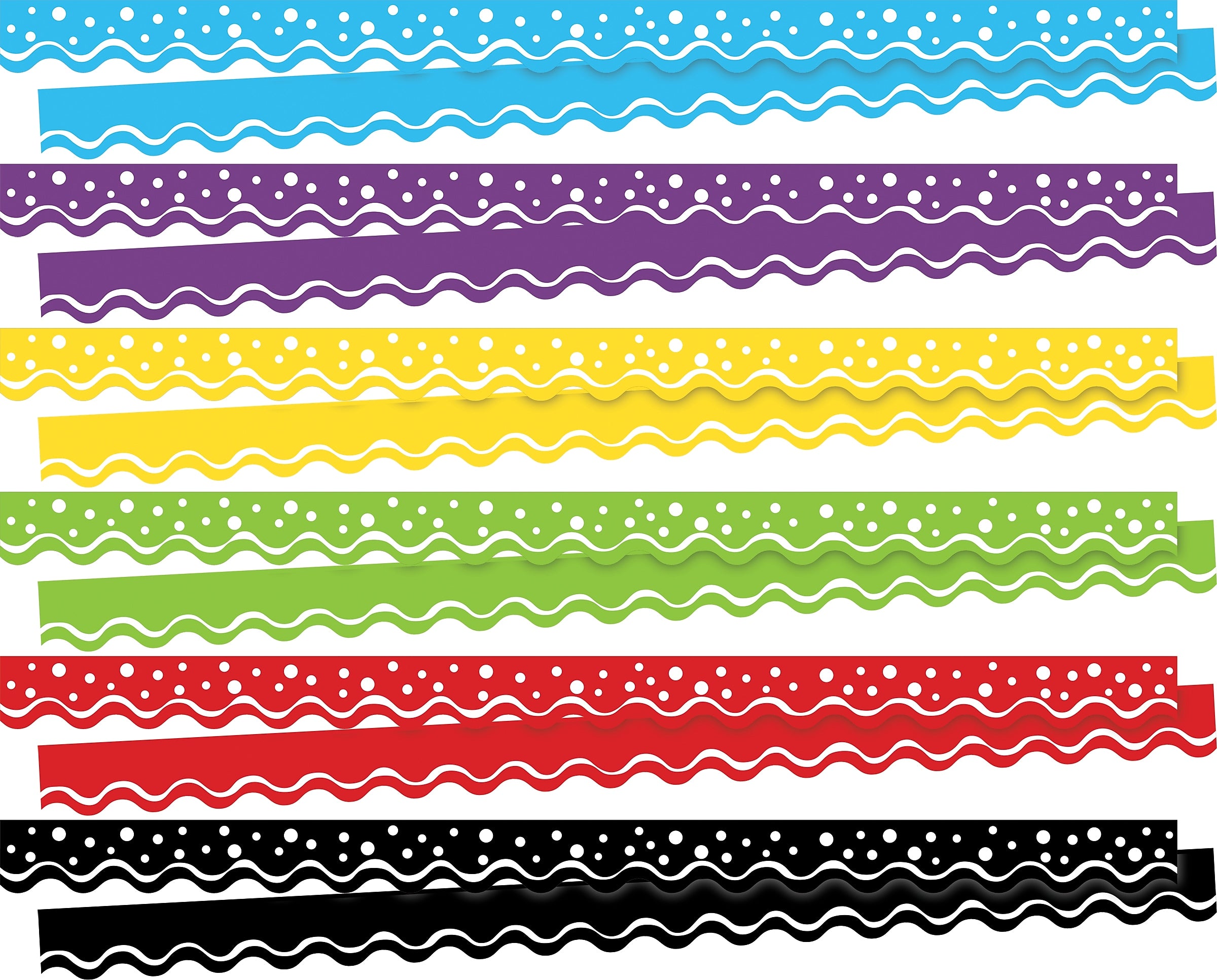 Barker Creek Double-Sided Scalloped Border Set, 36" x 2.25", Happy, 6 designs, 78/Set (BC947)