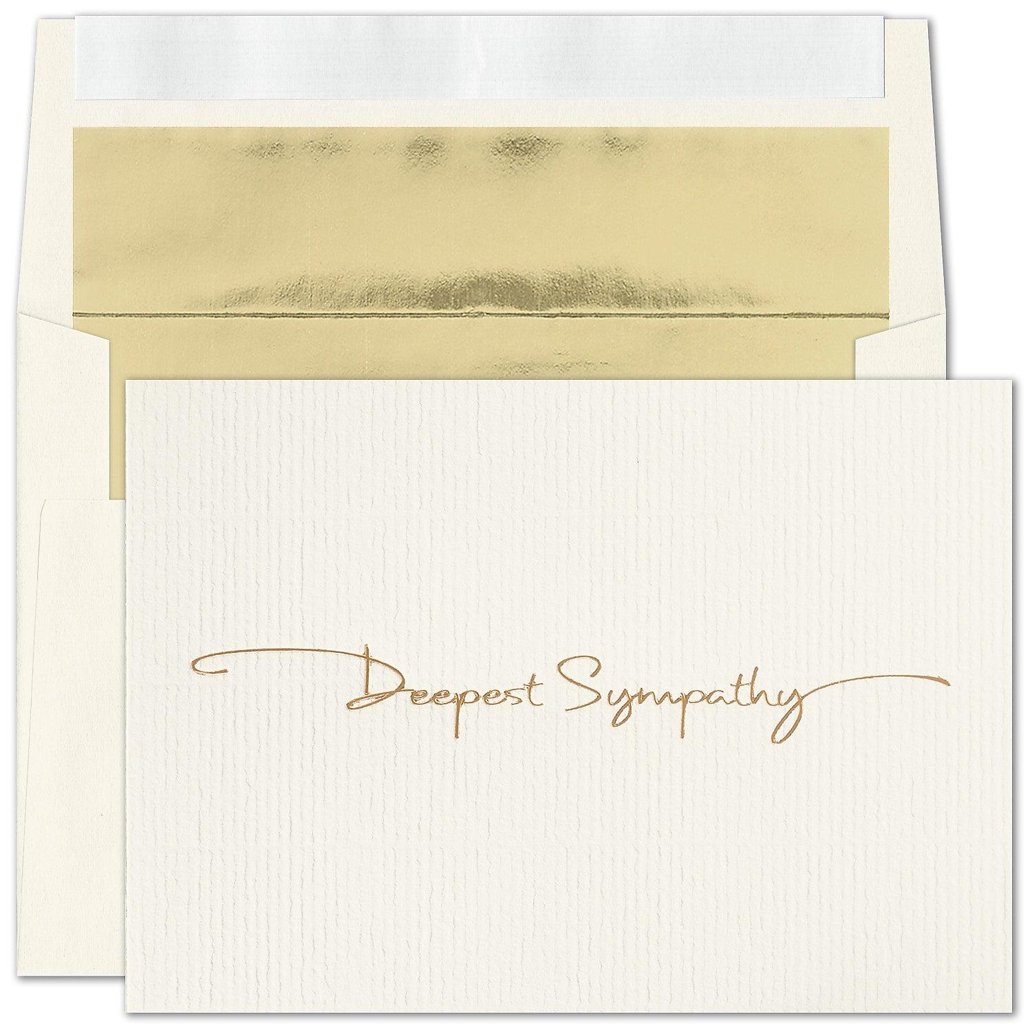 "Golden Sympathy" Card w/ Gold Lined Ivory Taffeta Envelope, 50/BX