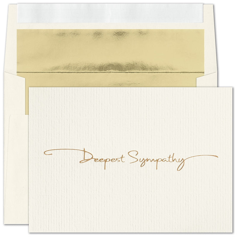 "Golden Sympathy" Card w/ Gold Lined Ivory Taffeta Envelope, 50/BX