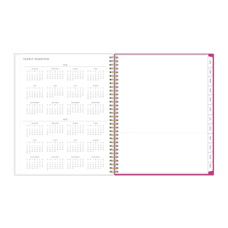 Planning Calendar KV Magenta Blooms PP 8.5x11 RY26 Wkly/Mthly Safety Wirebound -