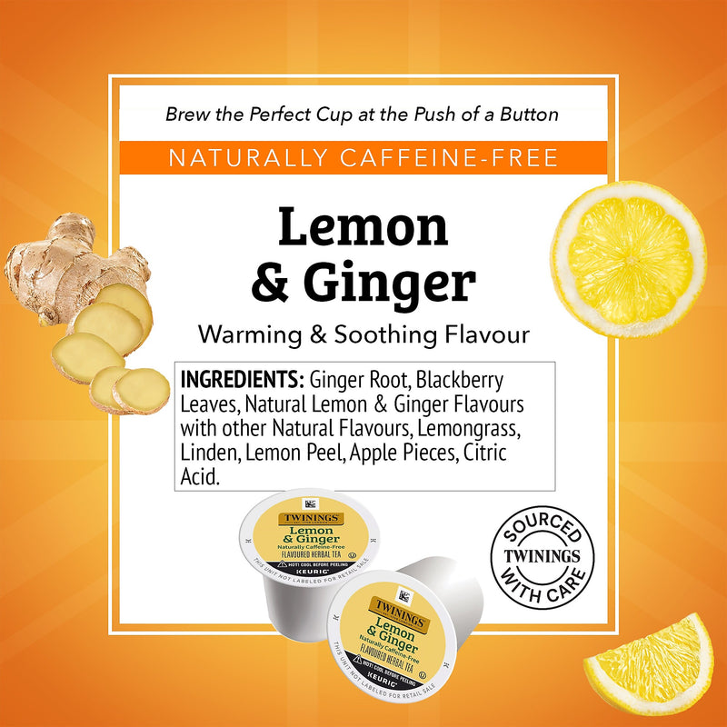 Twinings Lemon & Ginger Herbal Tea, Keurig® K-Cup® Pods, 24/Box (TNA89556)