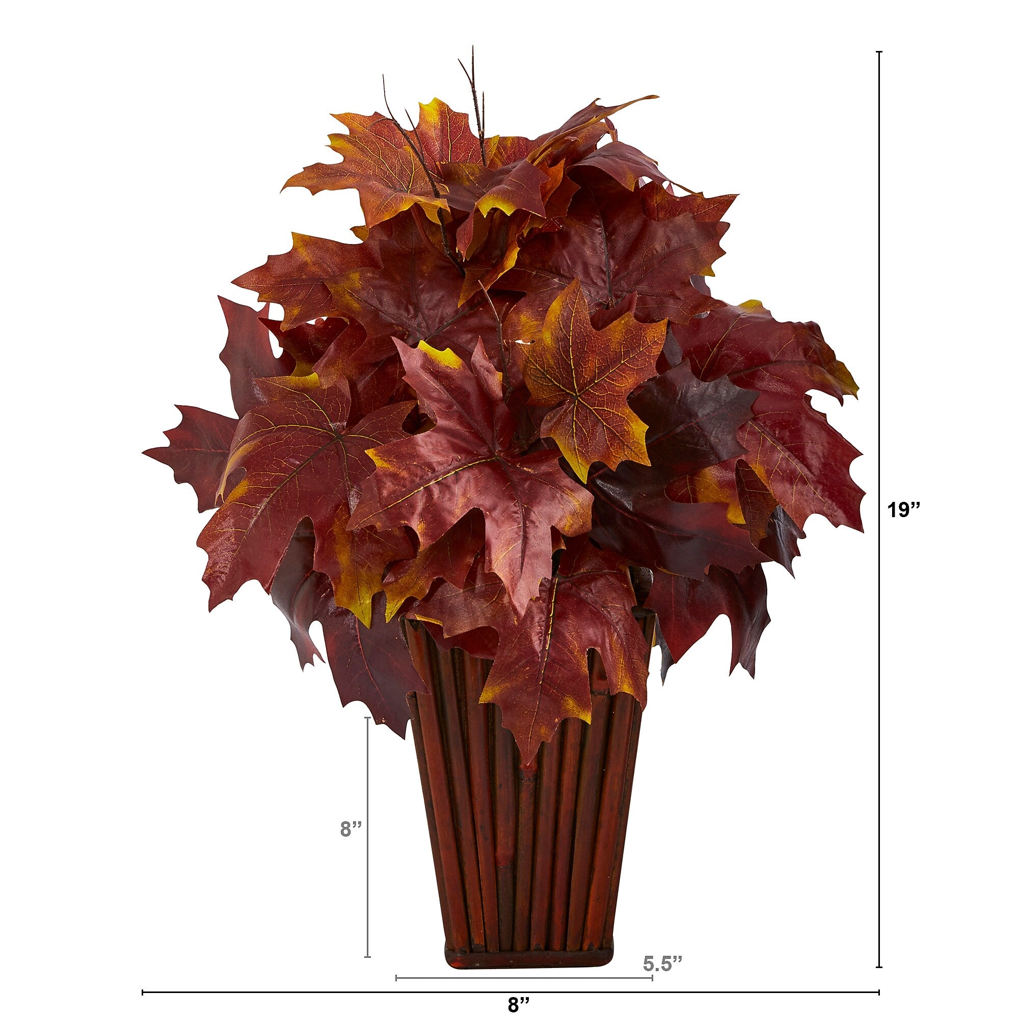 Nearly Natural 19" Autumn Maple Leaf Artificial Plant in Decorative Planter (P1548-BG)