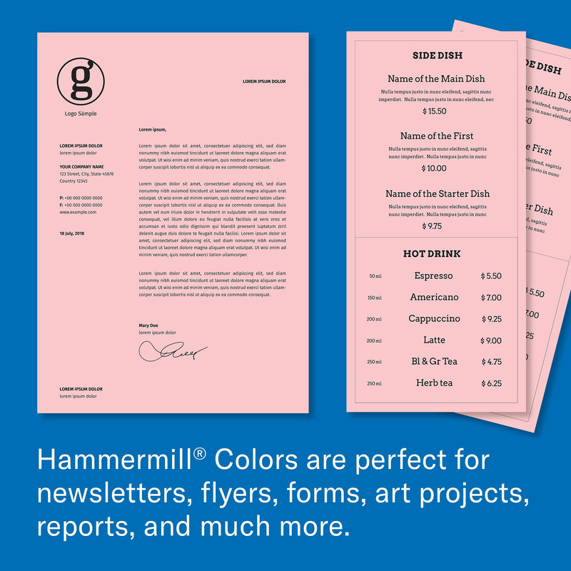Hammermill Fore MP Colors Multipurpose Paper, 20 lbs., 8.5" x 11", Pink, 500 Sheets/Ream (103382)