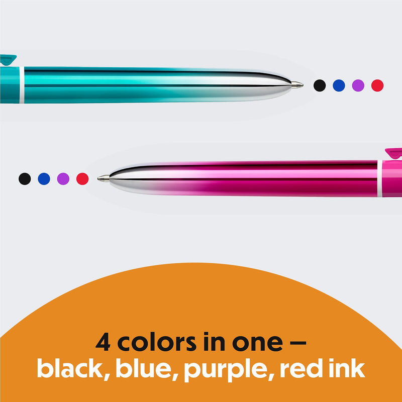 BIC 4-Color Smooth Retractable Ballpoint Pen, Assorted Ink, 2/Pack (MMSGP2-AST)