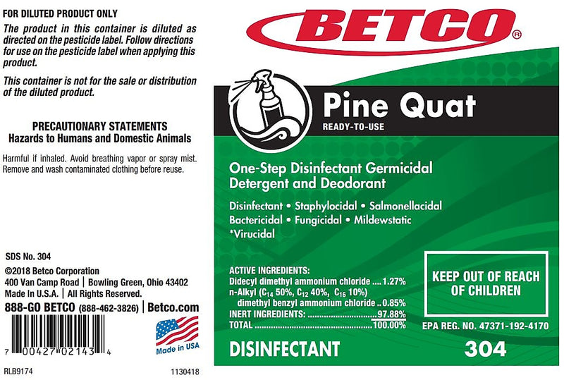Betco Pine Quat Secondary Label, 24/Pack (3049090)