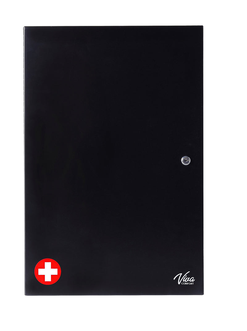 Viva Comfort Large Double Door Medicine Locking Secure Storage Medical Cabinet, 1.7 cu. ft., Black (ADIME999-03-BLK-MK)