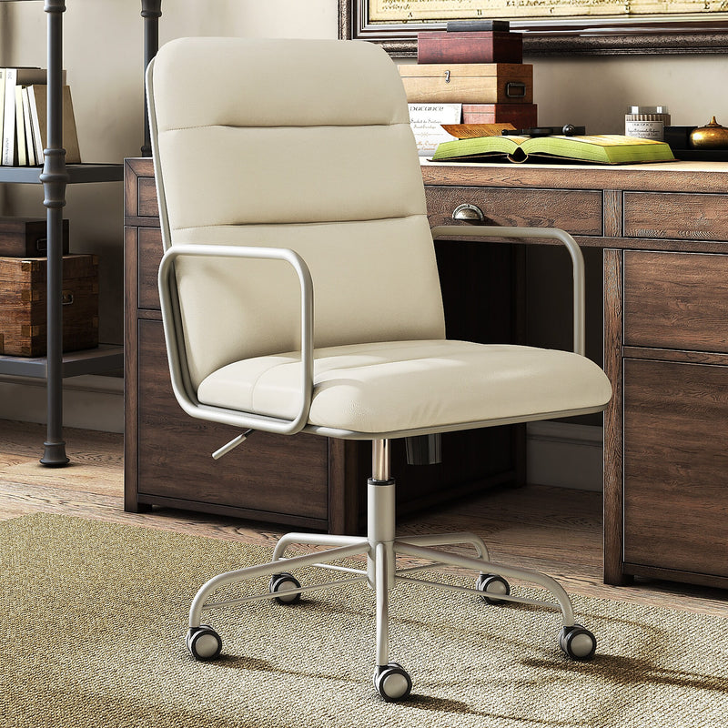 Finch Franklin Bonded Leather Computer and Desk Chair, Ivory White (CHR10060C)
