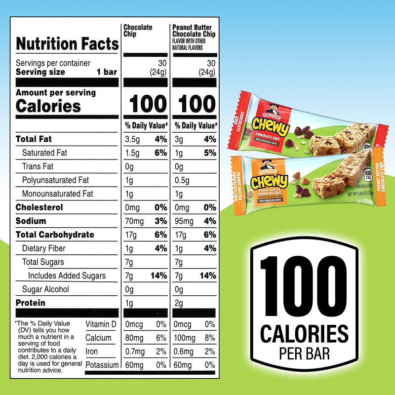 Quaker Chewy Granola Bar Variety Pack, 0.84 oz., 60 Bars/Box (220-00434)