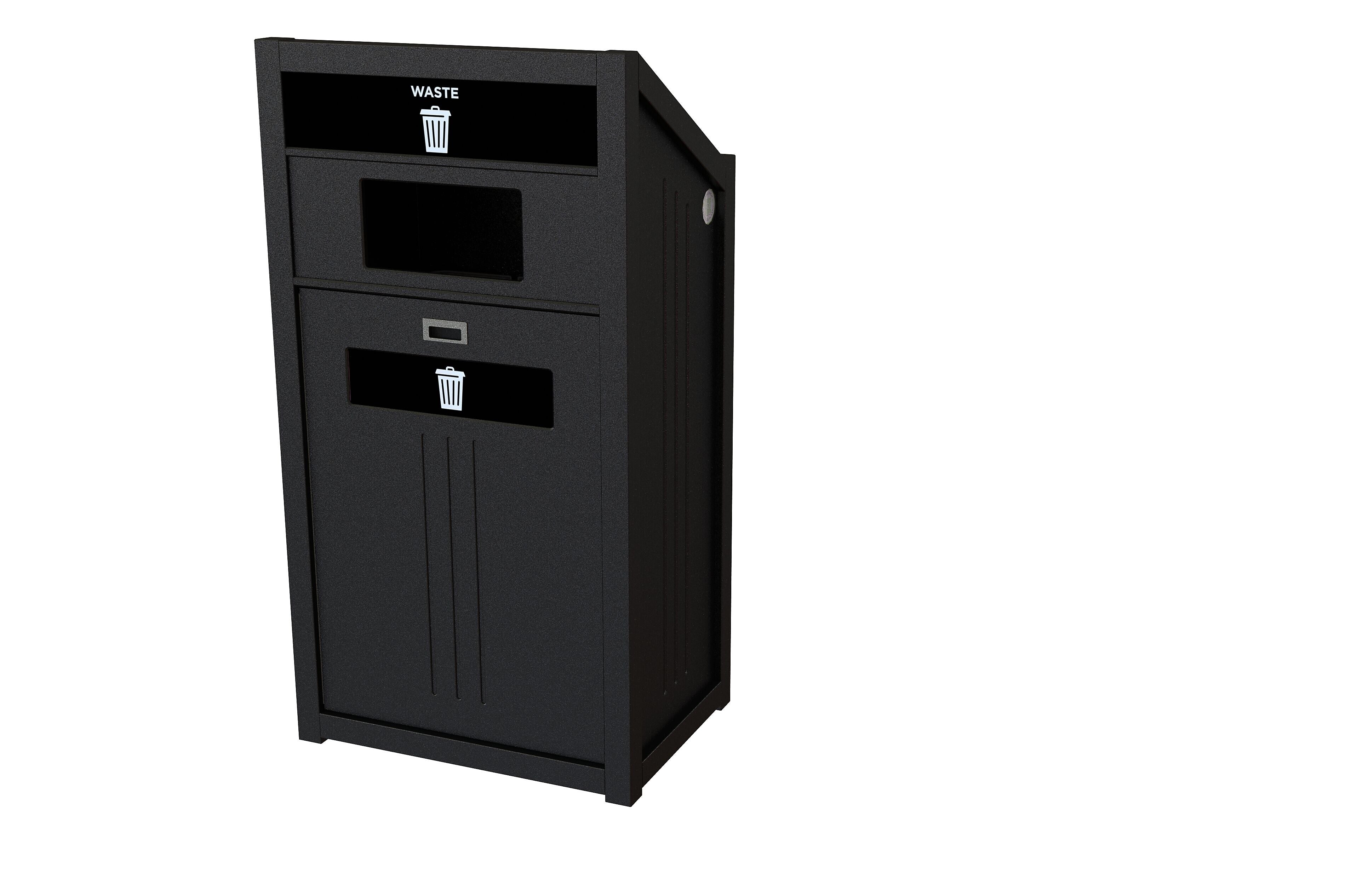 CleanRiver PTZ Plastic Trash Can, 36 Gallon, Black (PTZ36-1-W-BK)