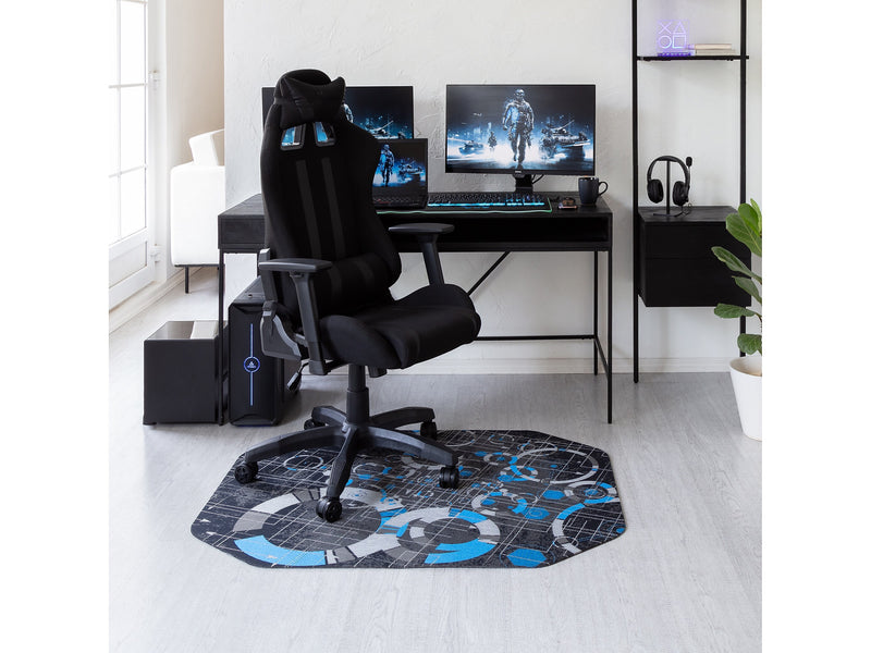 Anji Mountain Rug'd Refracted Carpet & Hard Floor Chair Mat, 36" x 48", Gray/Blue (AMB9112)