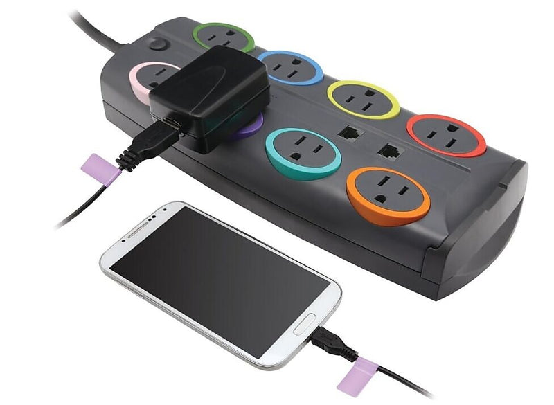 Kensington SmartSockets 8 Outlet Surge Protector, 8' Cord, 3090 Joules (K62691NA)