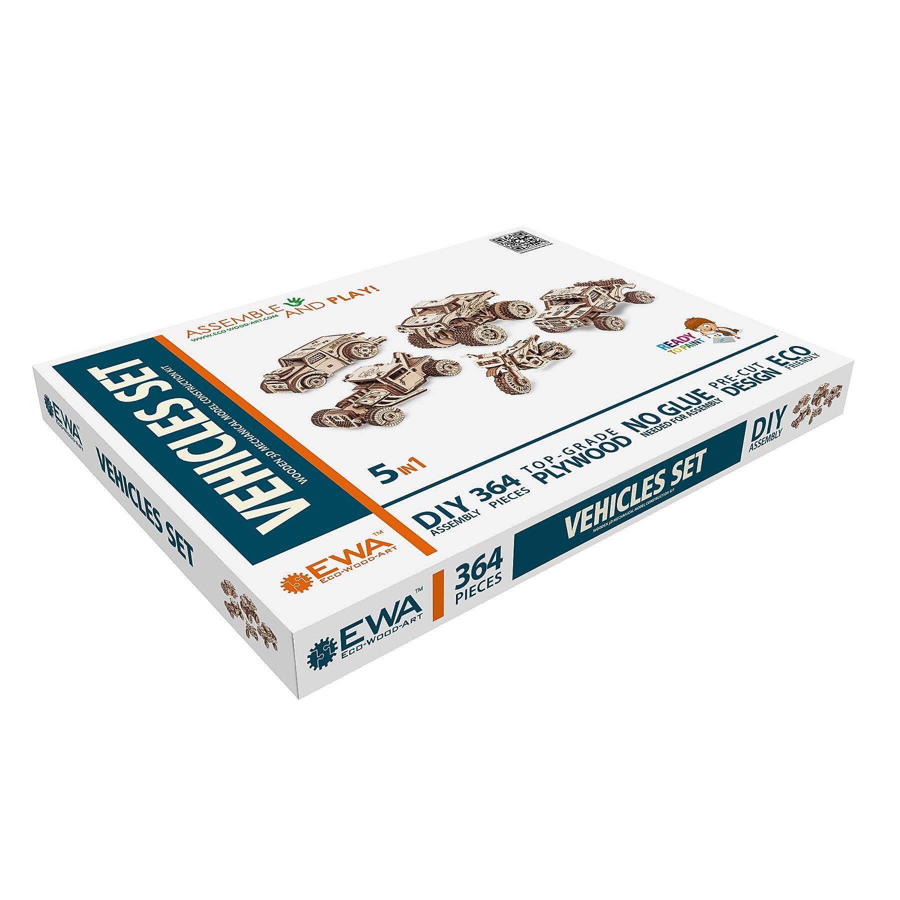 EWA Eco-Wood-Art Vehicles Set 3D Wooden STEM Construction Kit, 364 Pieces/Set (AVRAV0523410)