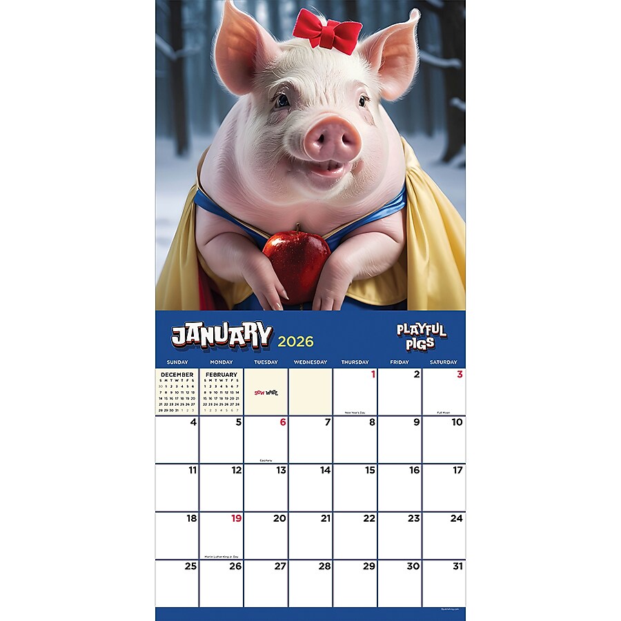 2026 TF Publishing Playful Pigs 12" x 12" Monthly Wall Calendar (26-1023)